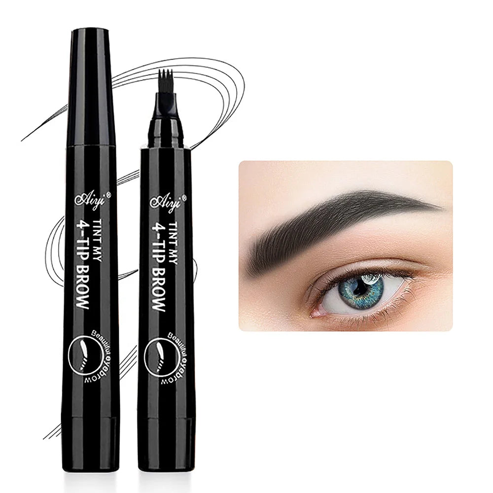 Crayon à Sourcils Microblading 4 Pointes – Effet Poil par Poil Waterproof Longue Tenue (5 Teintes)