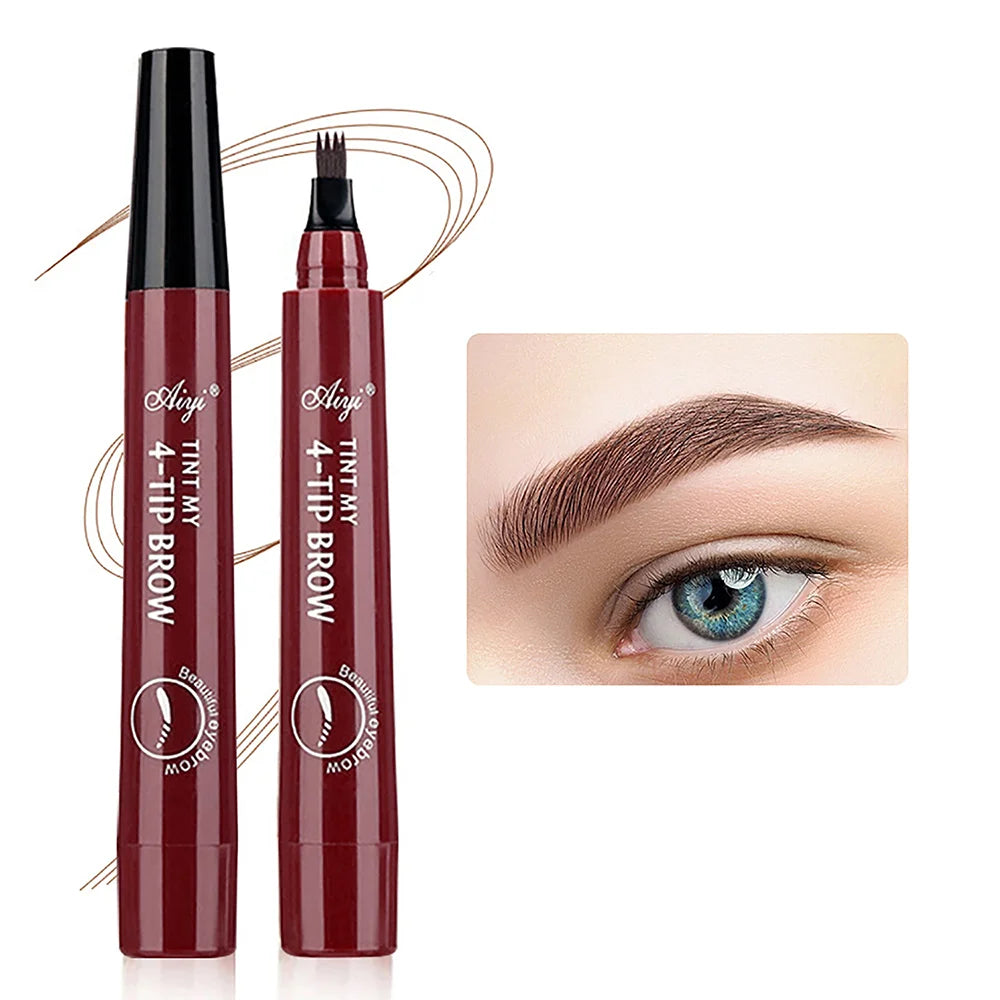 Crayon à Sourcils Microblading 4 Pointes – Effet Poil par Poil Waterproof Longue Tenue (5 Teintes)