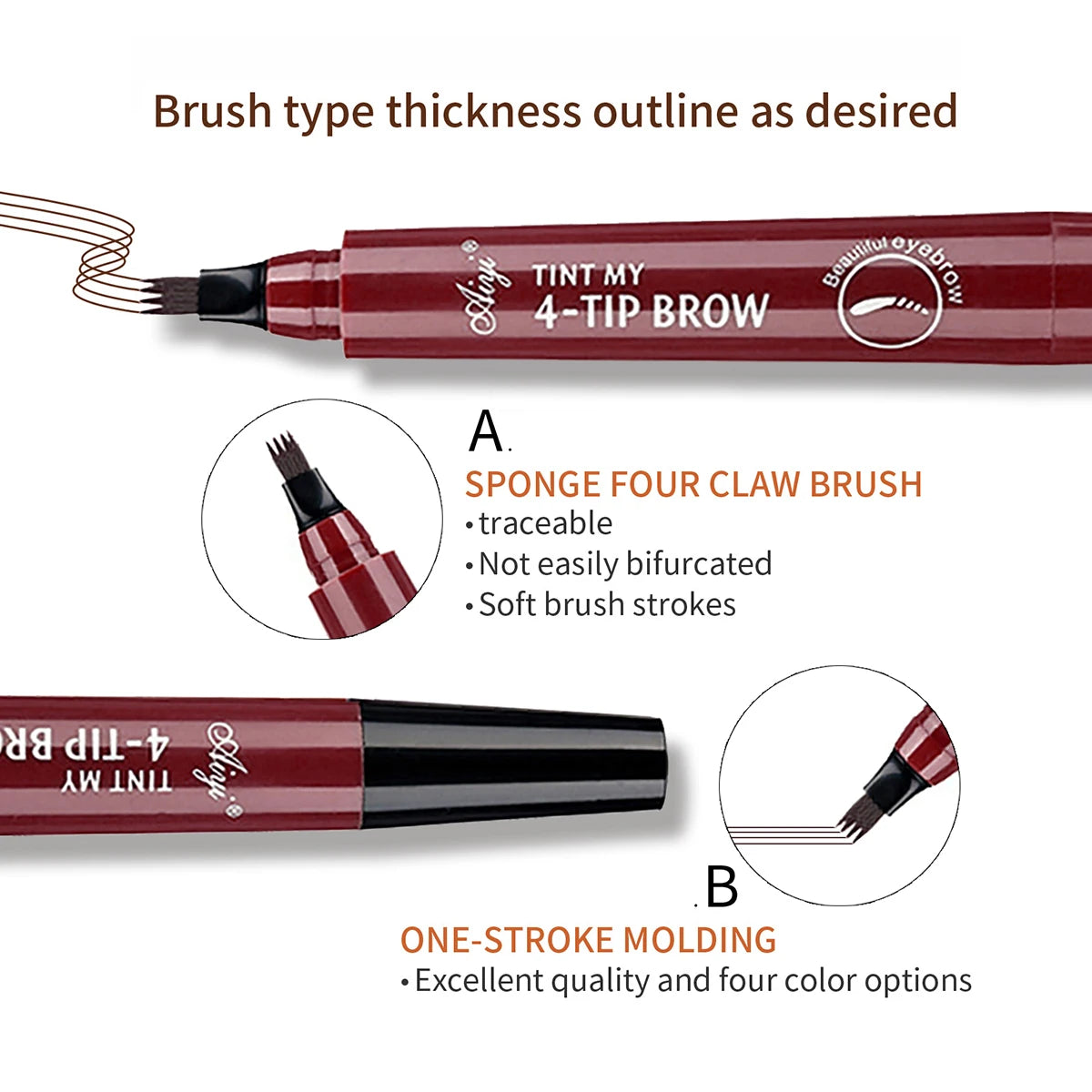 Crayon à Sourcils Microblading 4 Pointes – Effet Poil par Poil Waterproof Longue Tenue (5 Teintes)