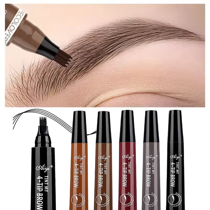 Crayon à Sourcils Microblading 4 Pointes – Effet Poil par Poil Waterproof Longue Tenue (5 Teintes)
