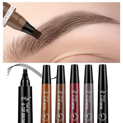 Crayon à Sourcils Microblading 4 Pointes – Effet Poil par Poil Waterproof Longue Tenue (5 Teintes)