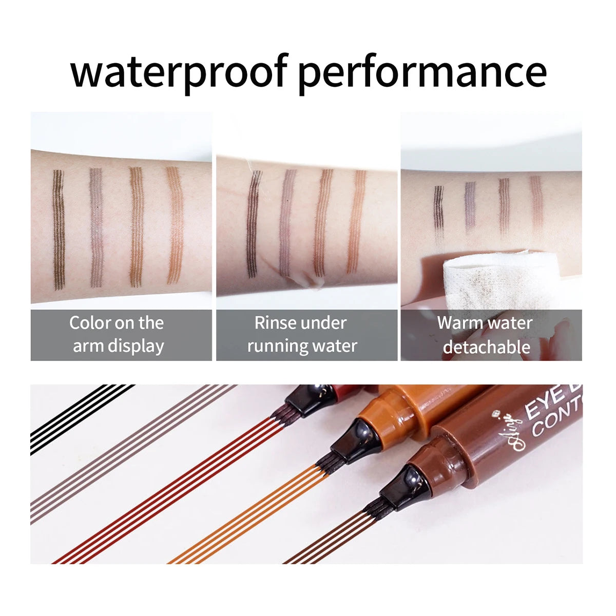 Crayon à Sourcils Microblading 4 Pointes – Effet Poil par Poil Waterproof Longue Tenue (5 Teintes)