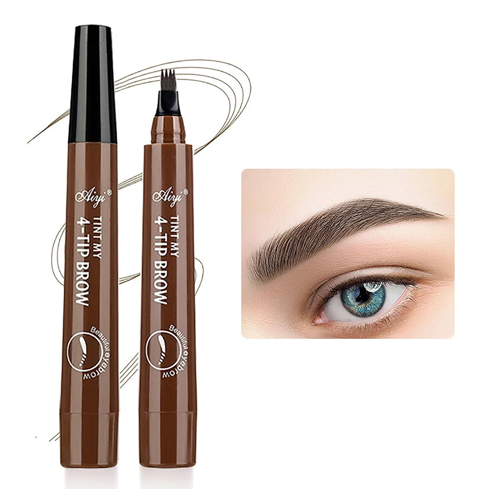 Crayon à Sourcils Microblading 4 Pointes – Effet Poil par Poil Waterproof Longue Tenue (5 Teintes)
