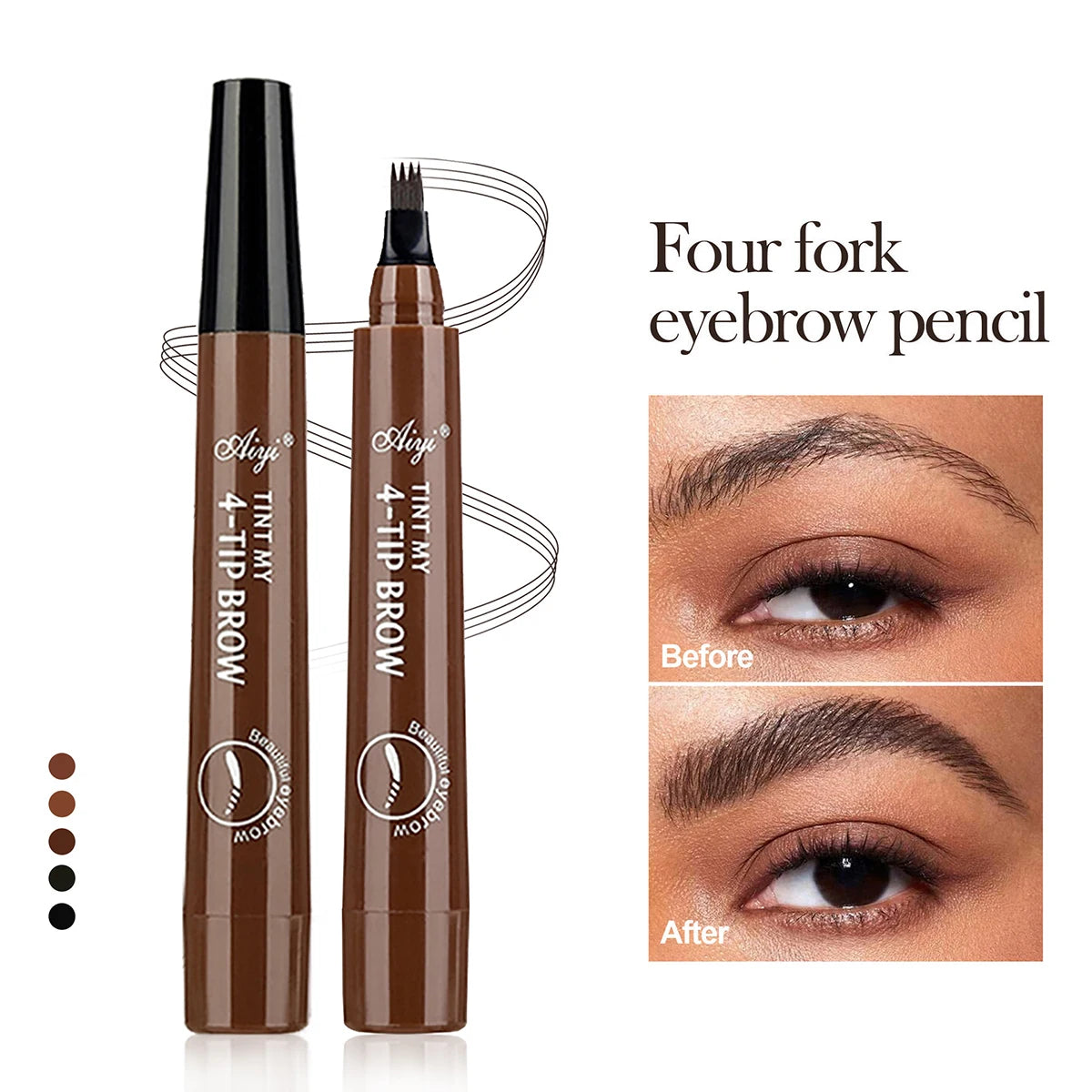 Crayon à Sourcils Microblading 4 Pointes – Effet Poil par Poil Waterproof Longue Tenue (5 Teintes)