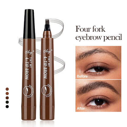 Crayon à Sourcils Microblading 4 Pointes – Effet Poil par Poil Waterproof Longue Tenue (5 Teintes)