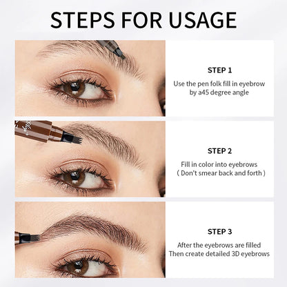 Crayon à Sourcils Microblading 4 Pointes – Effet Poil par Poil Waterproof Longue Tenue (5 Teintes)